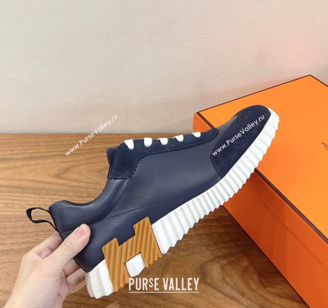 Hermes Bouncing Sneakers in Calfskin Leather and Suede Deep Blue 2024SS (XC-250418073)