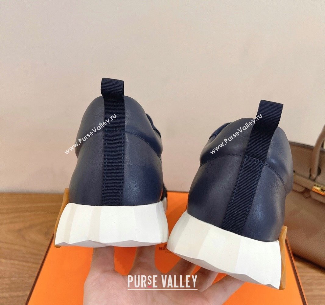 Hermes Bouncing Sneakers in Calfskin Leather and Suede Deep Blue 2024SS (XC-250418073)