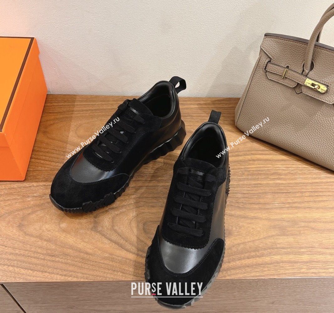 Hermes Bouncing Sneakers in Calfskin Leather and Suede All Black 2024SS (XC-250418076)