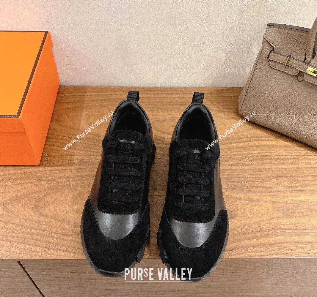 Hermes Bouncing Sneakers in Calfskin Leather and Suede All Black 2024SS (XC-250418076)