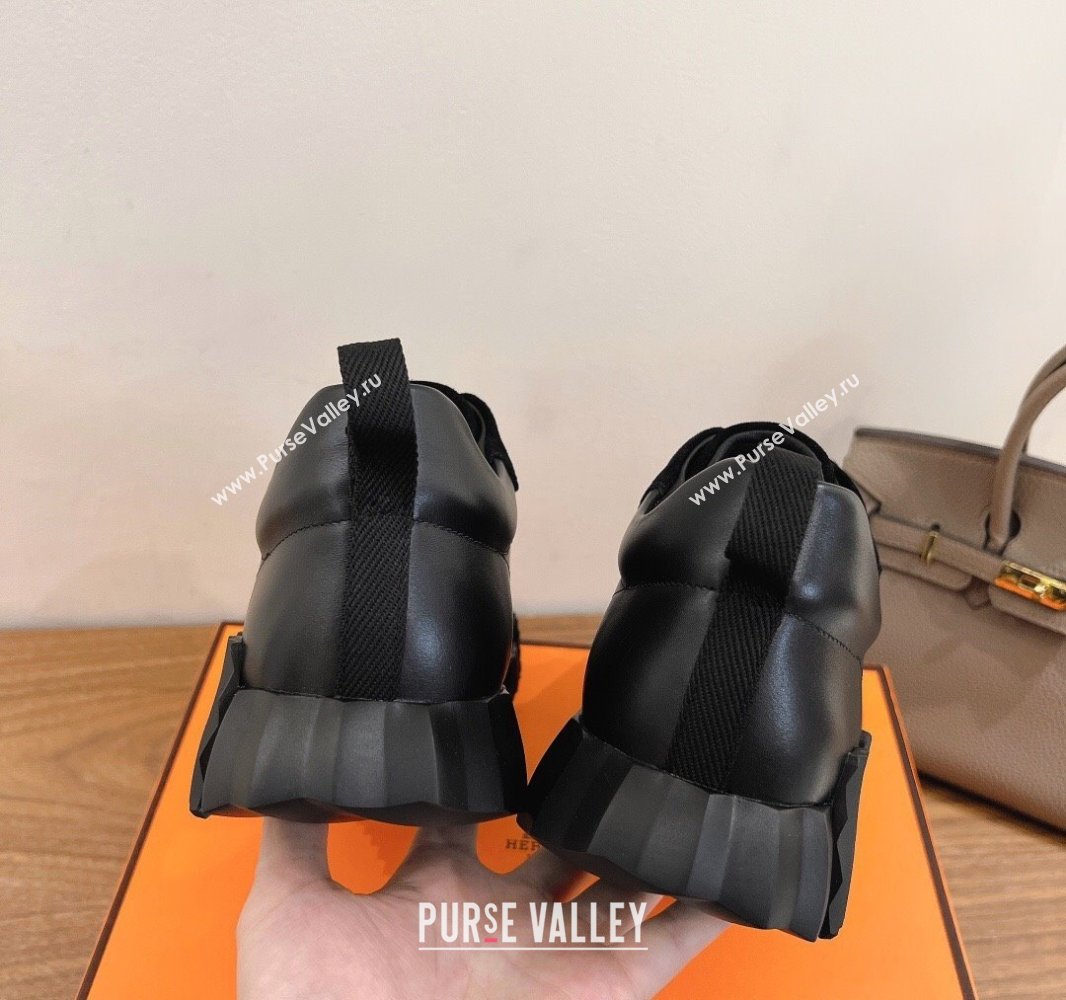 Hermes Bouncing Sneakers in Calfskin Leather and Suede All Black 2024SS (XC-250418076)
