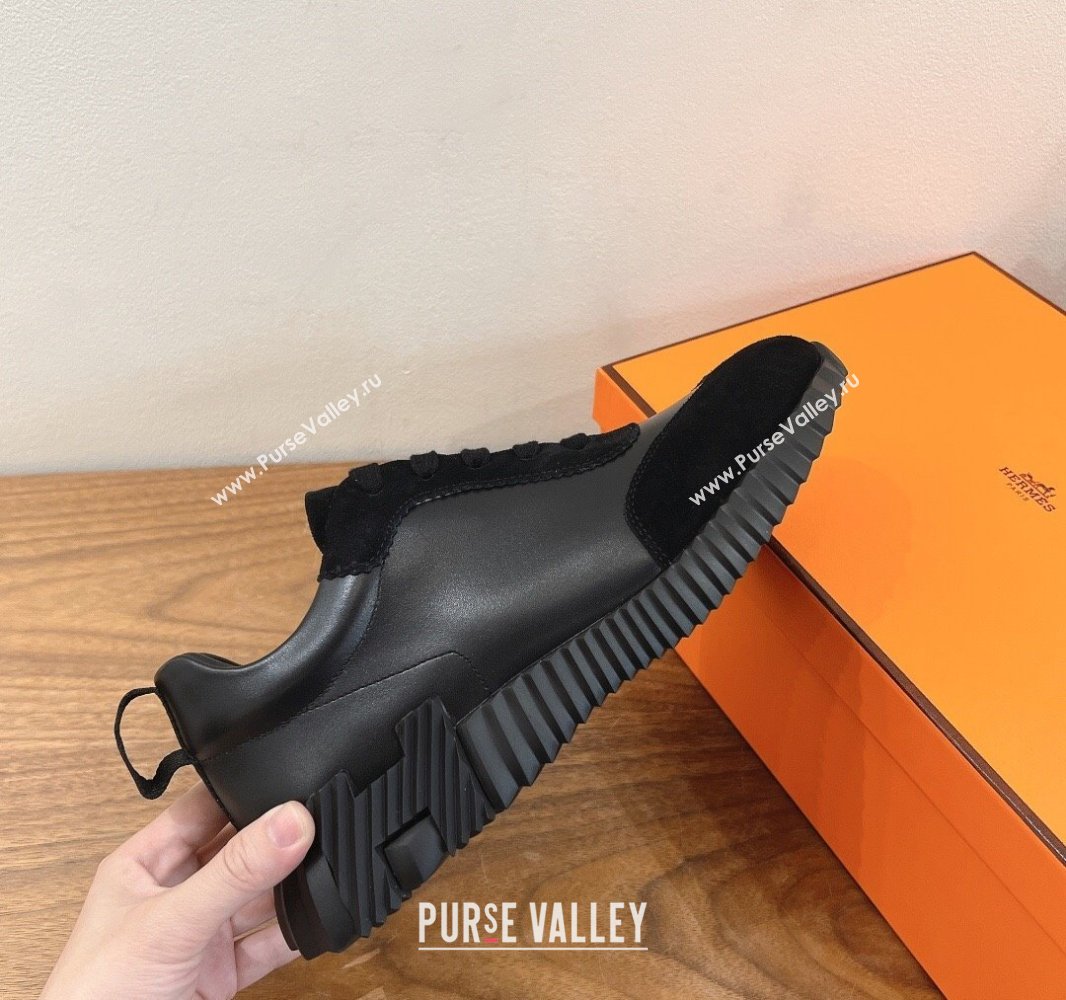 Hermes Bouncing Sneakers in Calfskin Leather and Suede All Black 2024SS (XC-250418076)