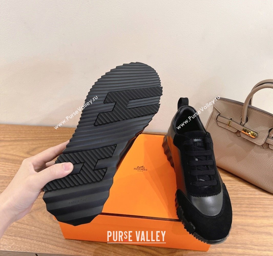 Hermes Bouncing Sneakers in Calfskin Leather and Suede All Black 2024SS (XC-250418076)