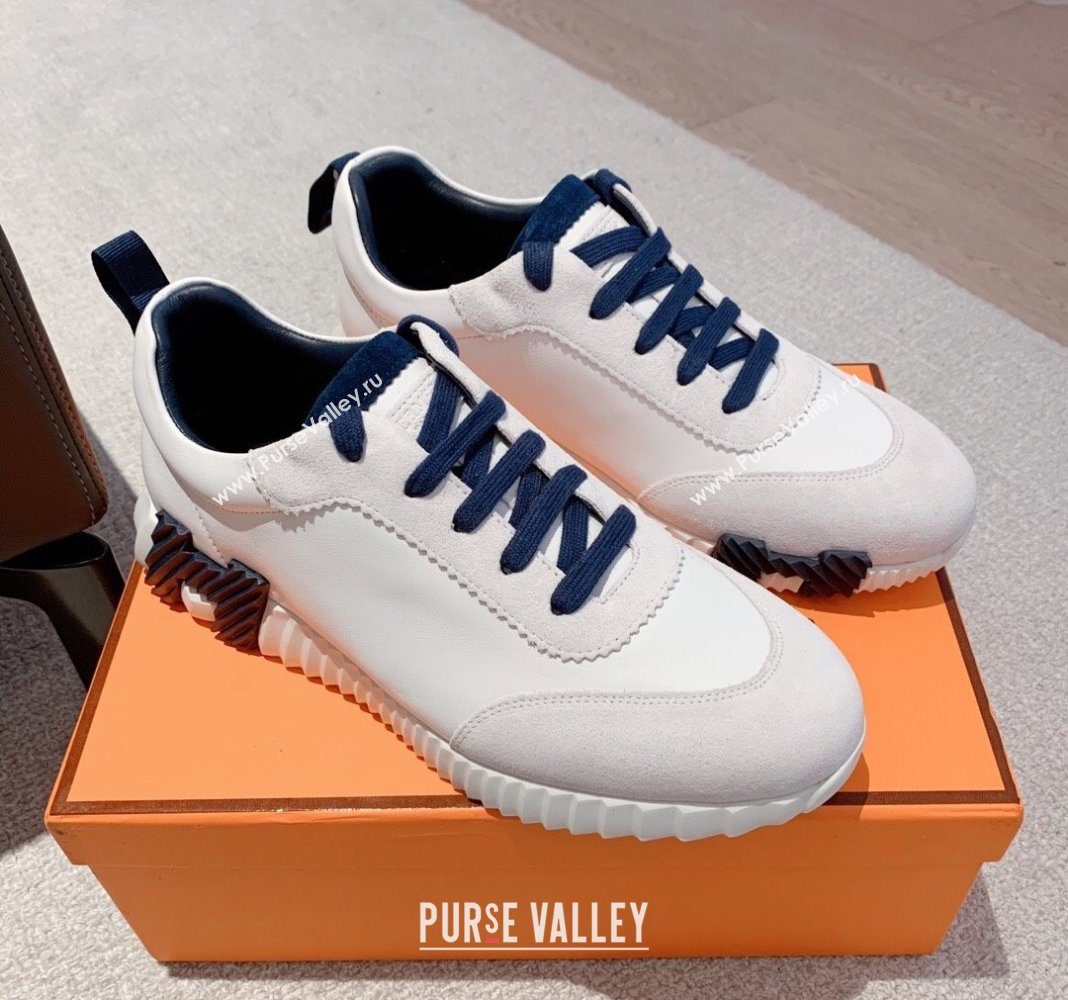 Hermes Bouncing Sneakers in Calfskin Leather and Suede White2 2023SS Spring (XC-250418079)