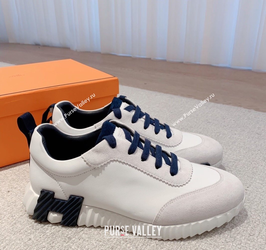 Hermes Bouncing Sneakers in Calfskin Leather and Suede White2 2023SS Spring (XC-250418079)