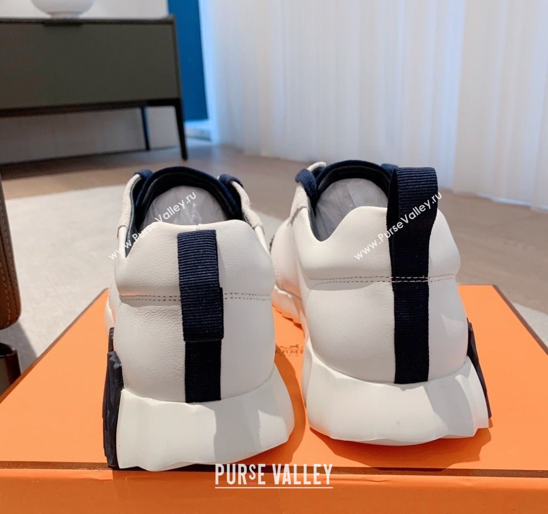 Hermes Bouncing Sneakers in Calfskin Leather and Suede White2 2023SS Spring (XC-250418079)
