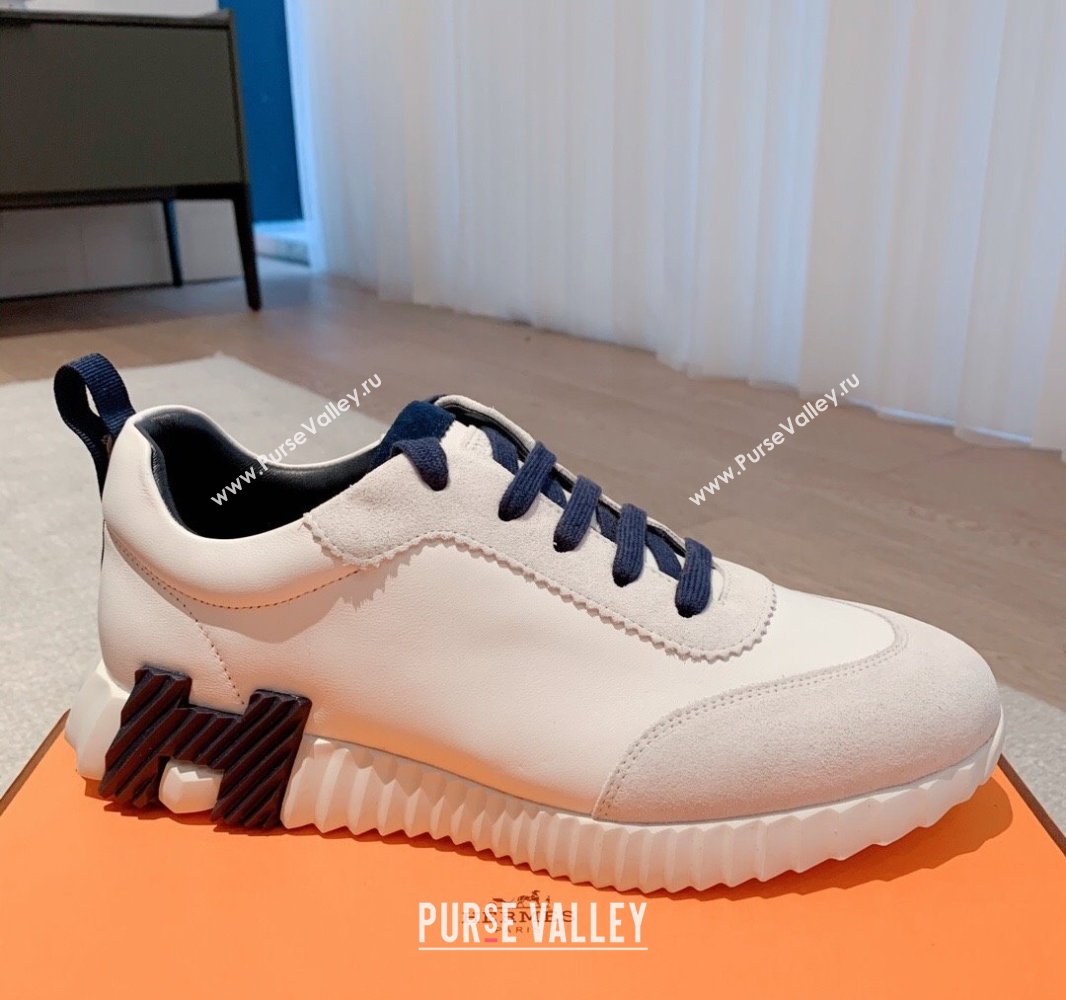 Hermes Bouncing Sneakers in Calfskin Leather and Suede White2 2023SS Spring (XC-250418079)