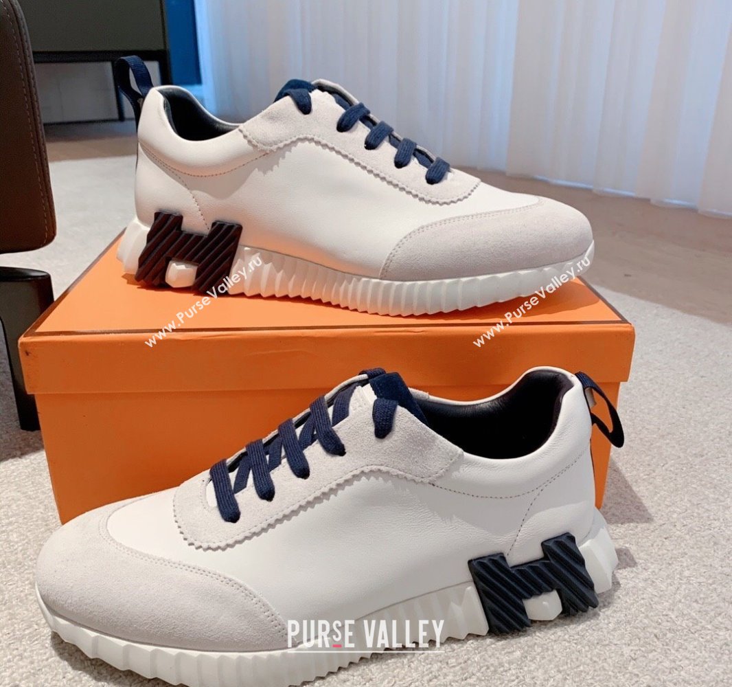 Hermes Bouncing Sneakers in Calfskin Leather and Suede White2 2023SS Spring (XC-250418079)