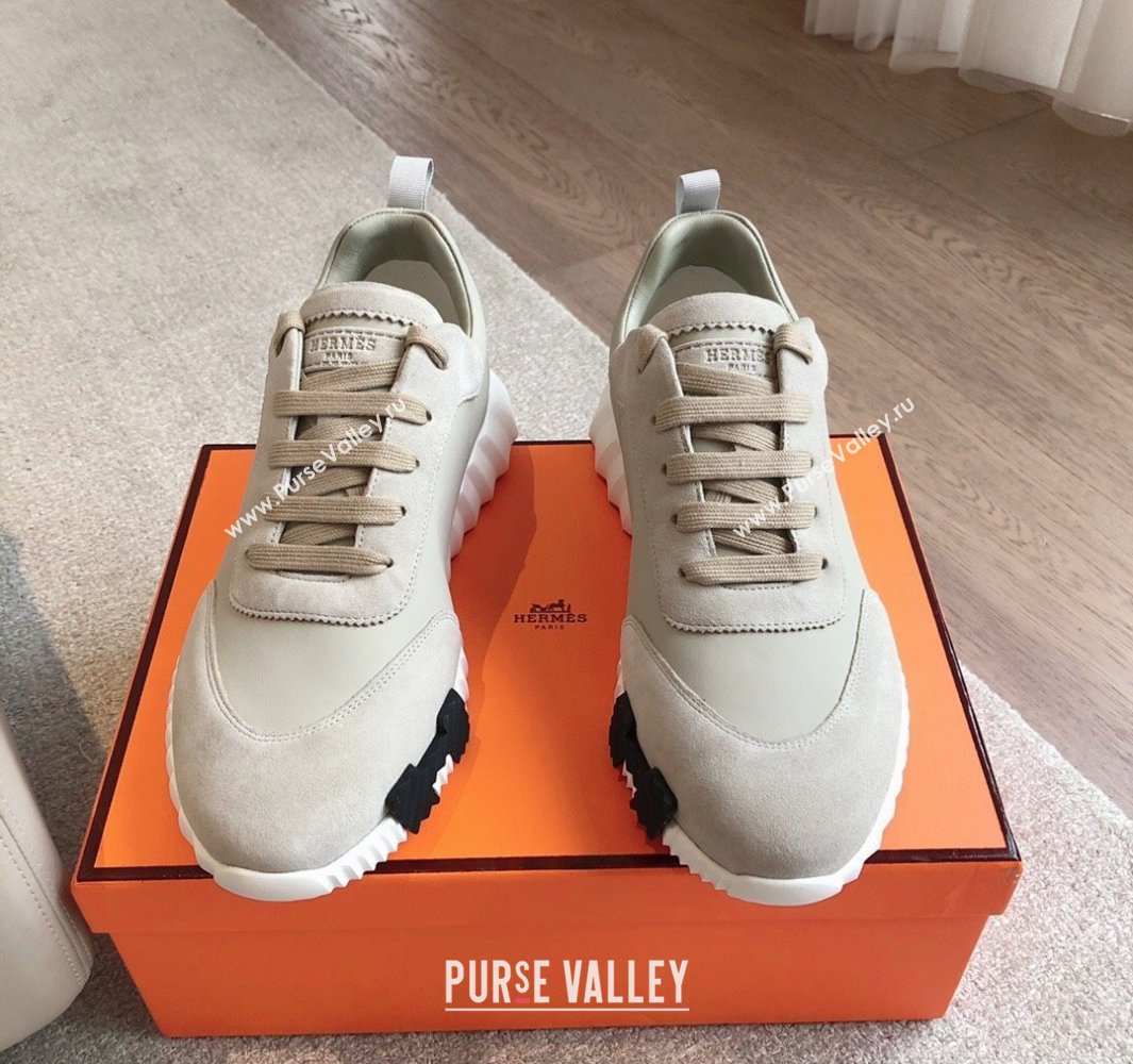 Hermes Bouncing Sneakers in Calfskin Leather and Suede Grey1 2024New (XC-250418084)