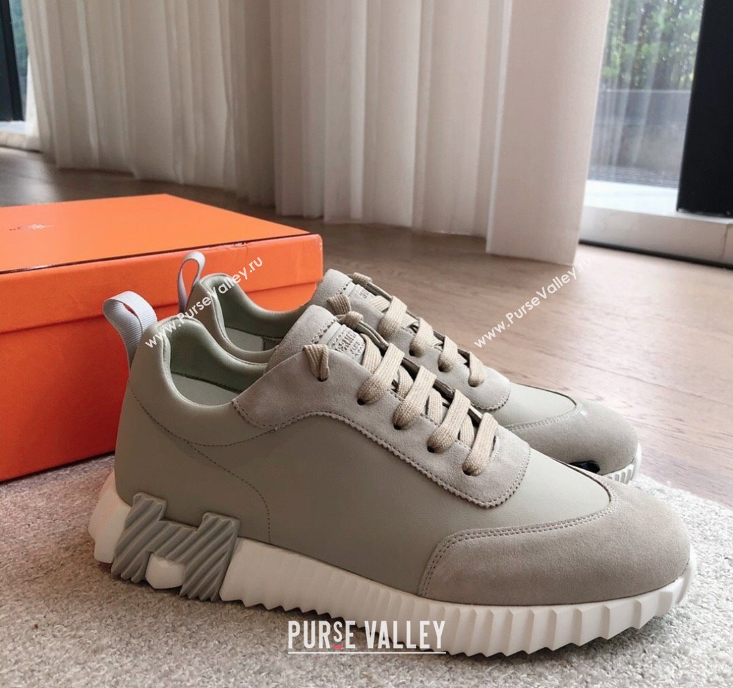 Hermes Bouncing Sneakers in Calfskin Leather and Suede Grey1 2024New (XC-250418084)