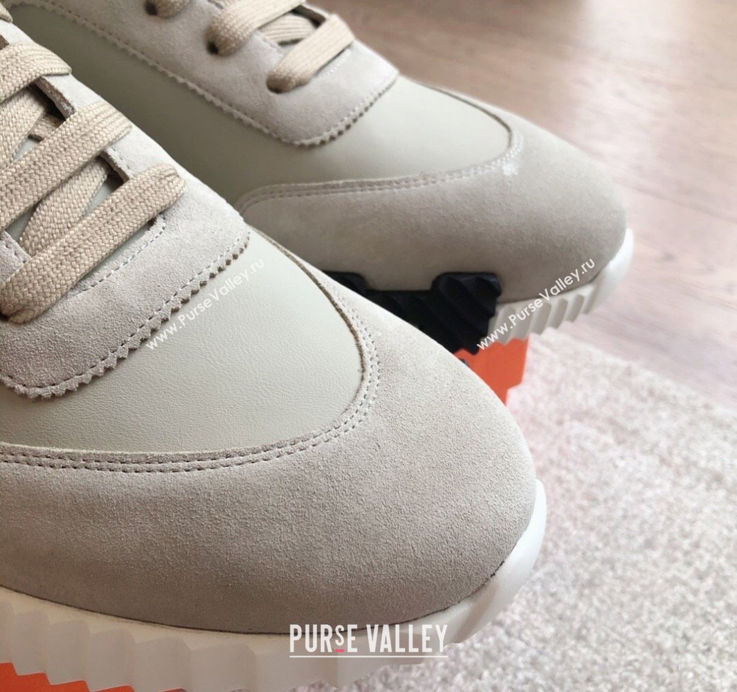 Hermes Bouncing Sneakers in Calfskin Leather and Suede Grey1 2024New (XC-250418084)