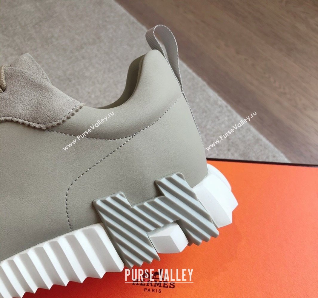 Hermes Bouncing Sneakers in Calfskin Leather and Suede Grey1 2024New (XC-250418084)