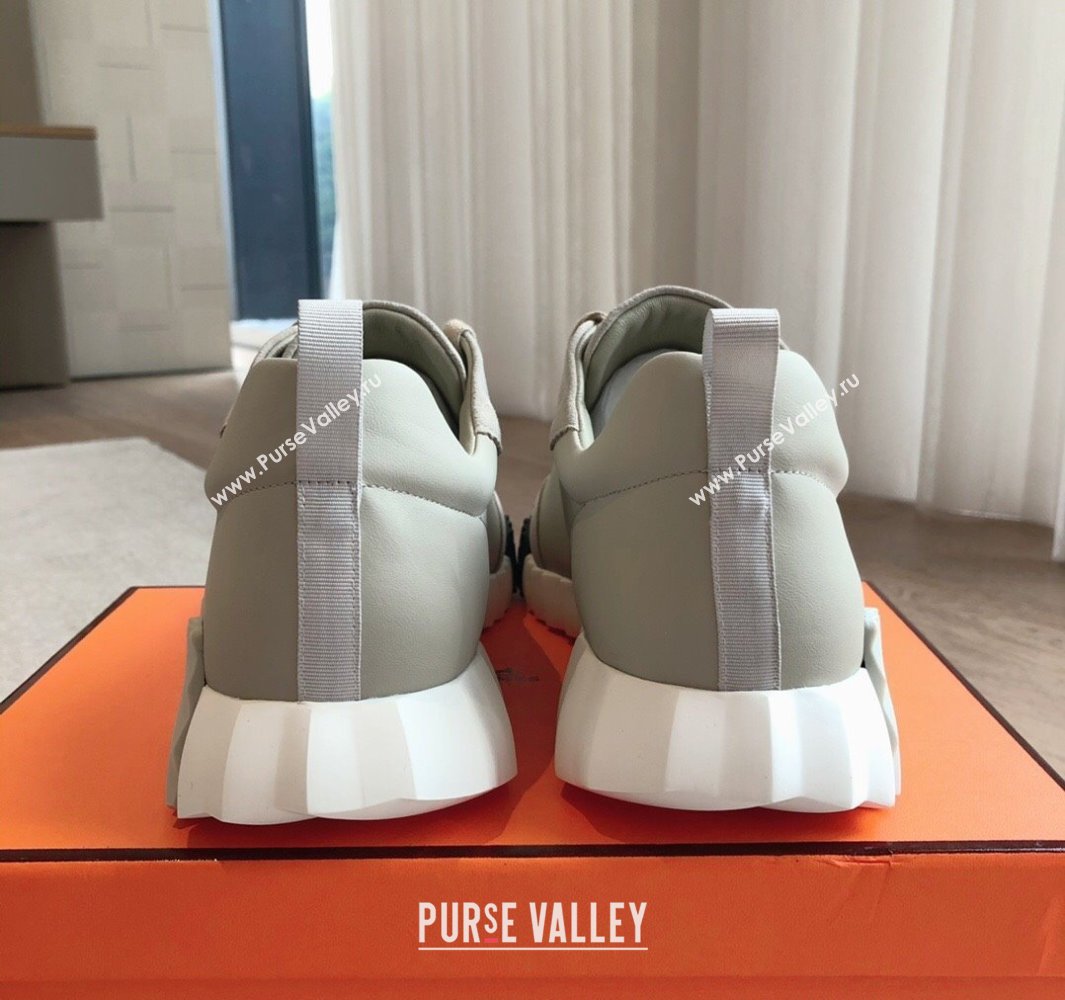 Hermes Bouncing Sneakers in Calfskin Leather and Suede Grey1 2024New (XC-250418084)