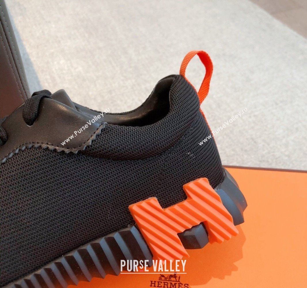 Hermes Bouncing Sneakers in Graphic Mesh and Calfskin Black/Orange 2023SS (XC-250418048)
