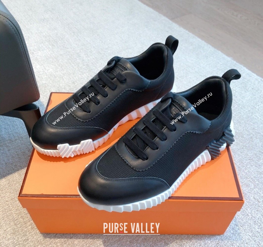 Hermes Bouncing Sneakers in Graphic Mesh and Calfskin Black Upper 2023SS (XC-250418050)