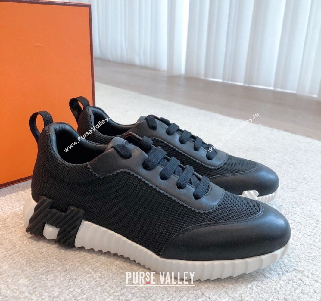 Hermes Bouncing Sneakers in Graphic Mesh and Calfskin Black Upper 2023SS (XC-250418050)
