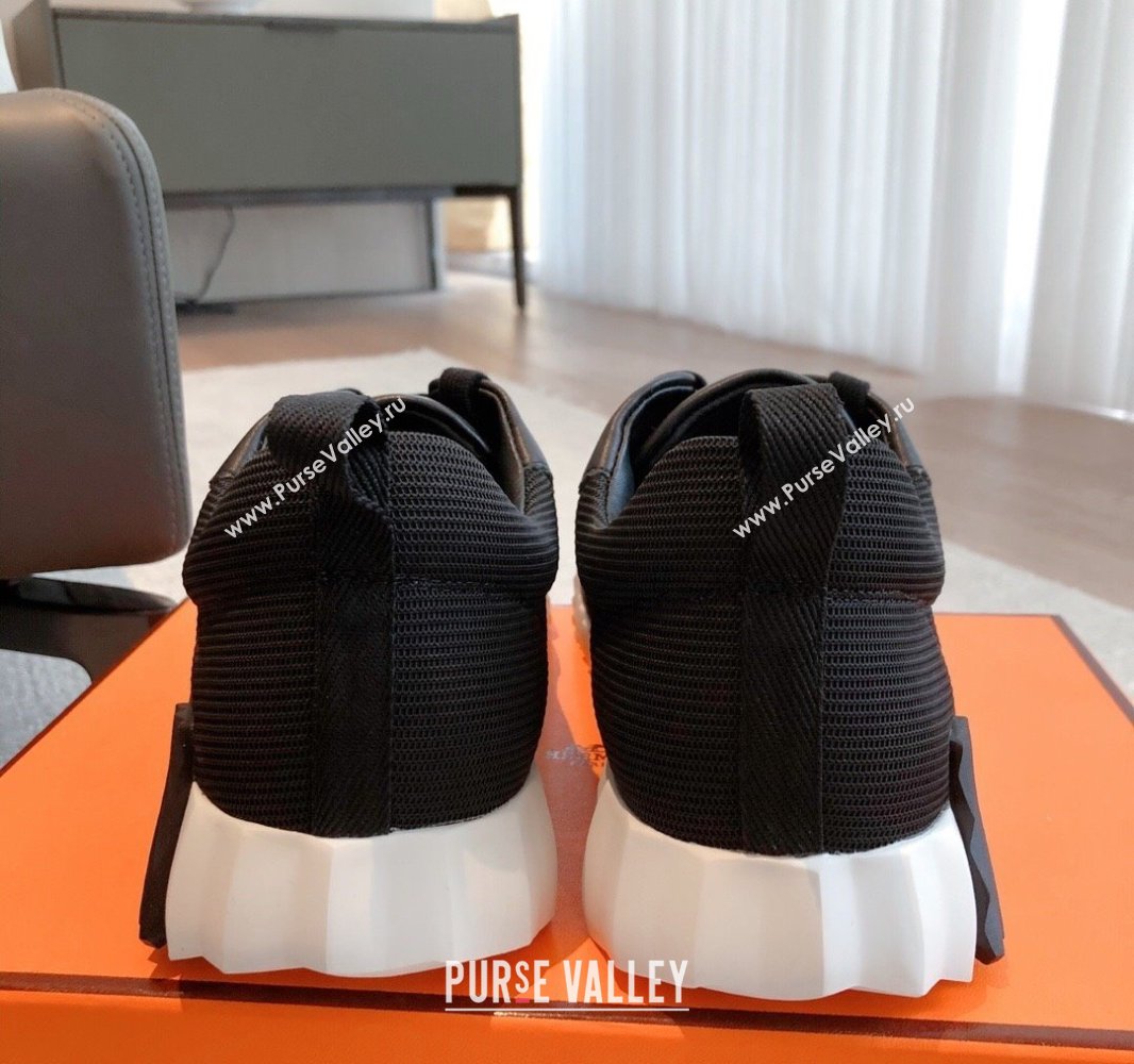 Hermes Bouncing Sneakers in Graphic Mesh and Calfskin Black Upper 2023SS (XC-250418050)