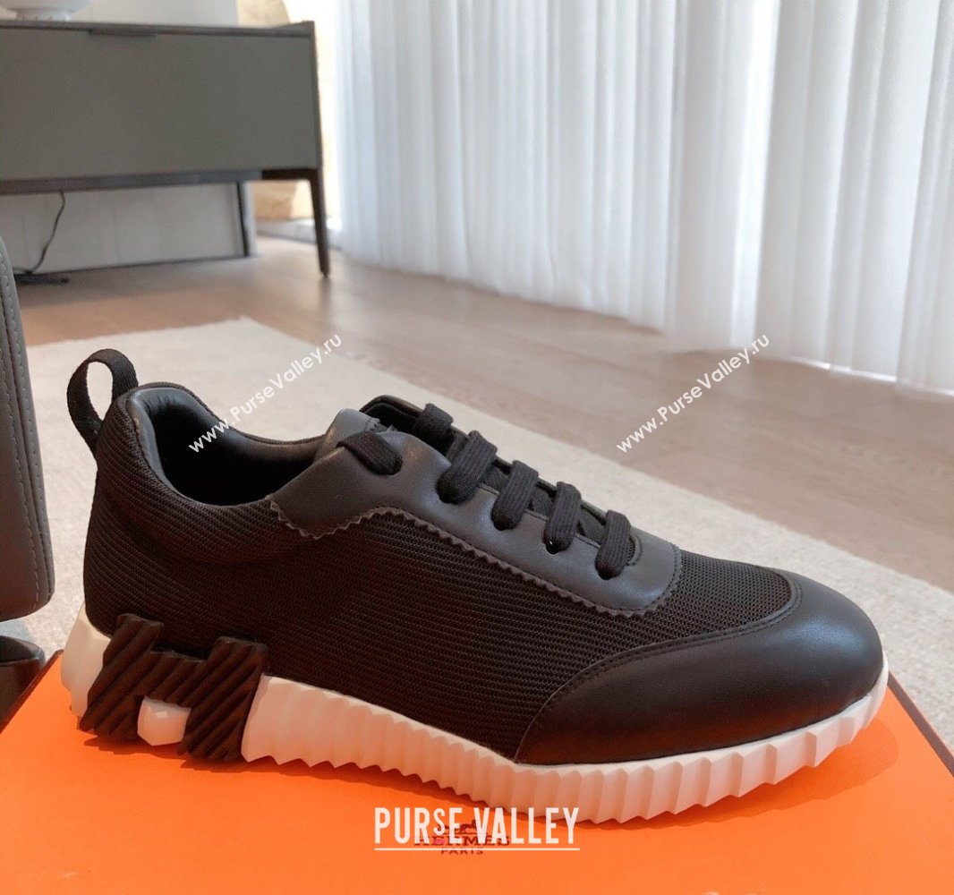 Hermes Bouncing Sneakers in Graphic Mesh and Calfskin Black Upper 2023SS (XC-250418050)
