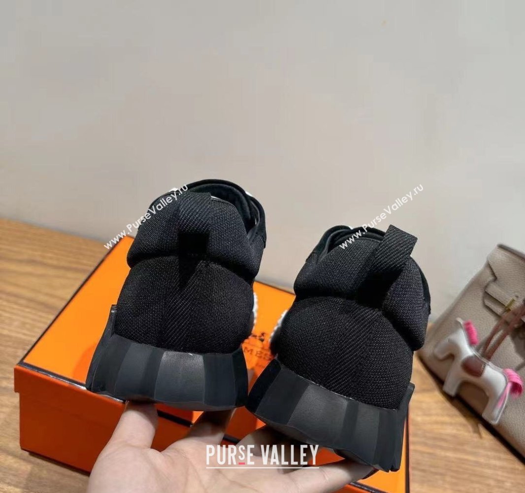 Hermes Bouncing Sneakers in Cotton Canvas and Suede Black 2025 0417 (XC-250418004)