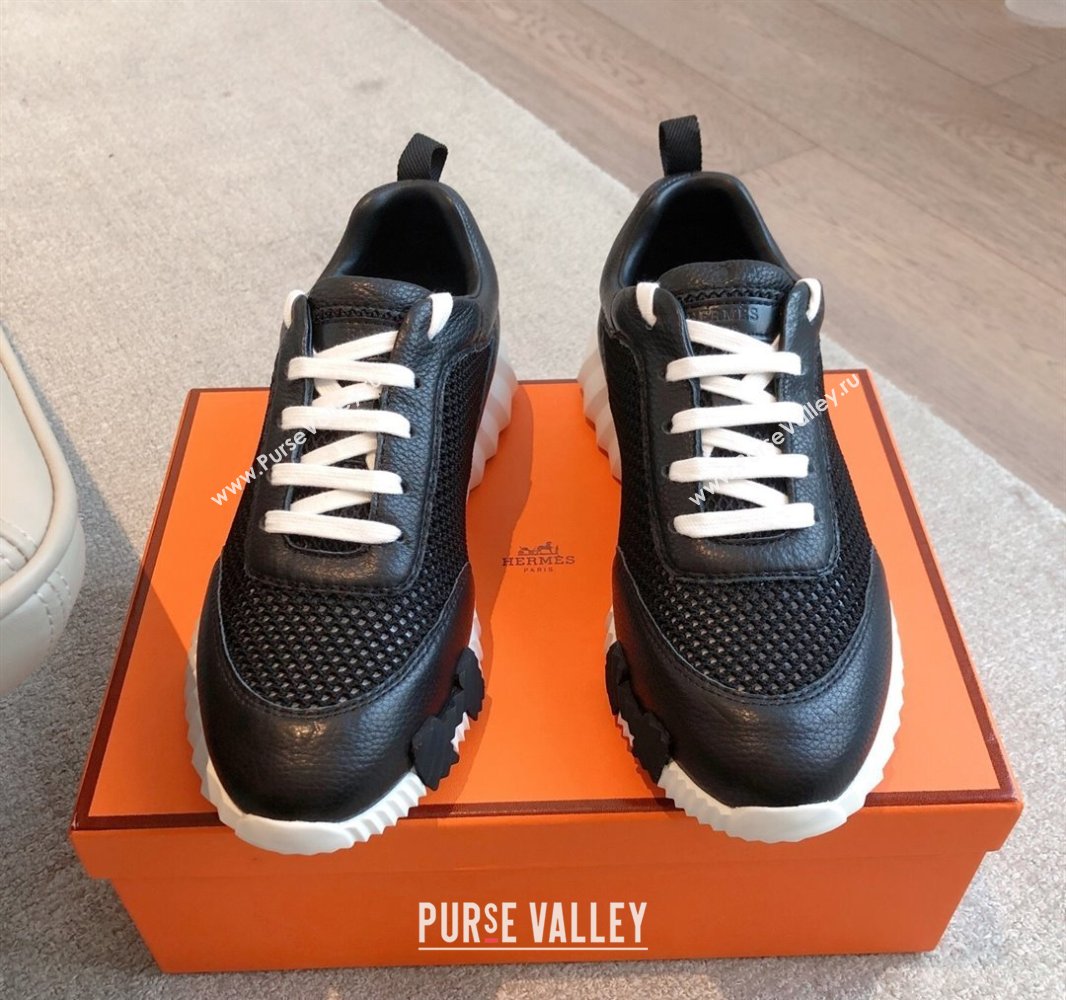 Hermes Bouncing Sneakers in Graphic Mesh and Calfskin Black 2025 0417 (XC-250418015)