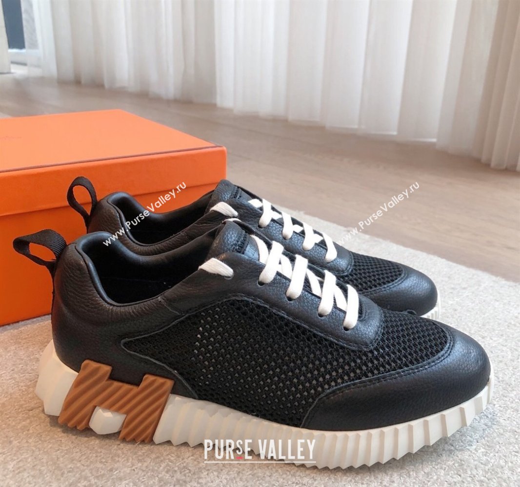 Hermes Bouncing Sneakers in Graphic Mesh and Calfskin Black 2025 0417 (XC-250418015)