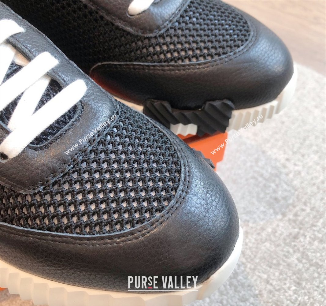 Hermes Bouncing Sneakers in Graphic Mesh and Calfskin Black 2025 0417 (XC-250418015)