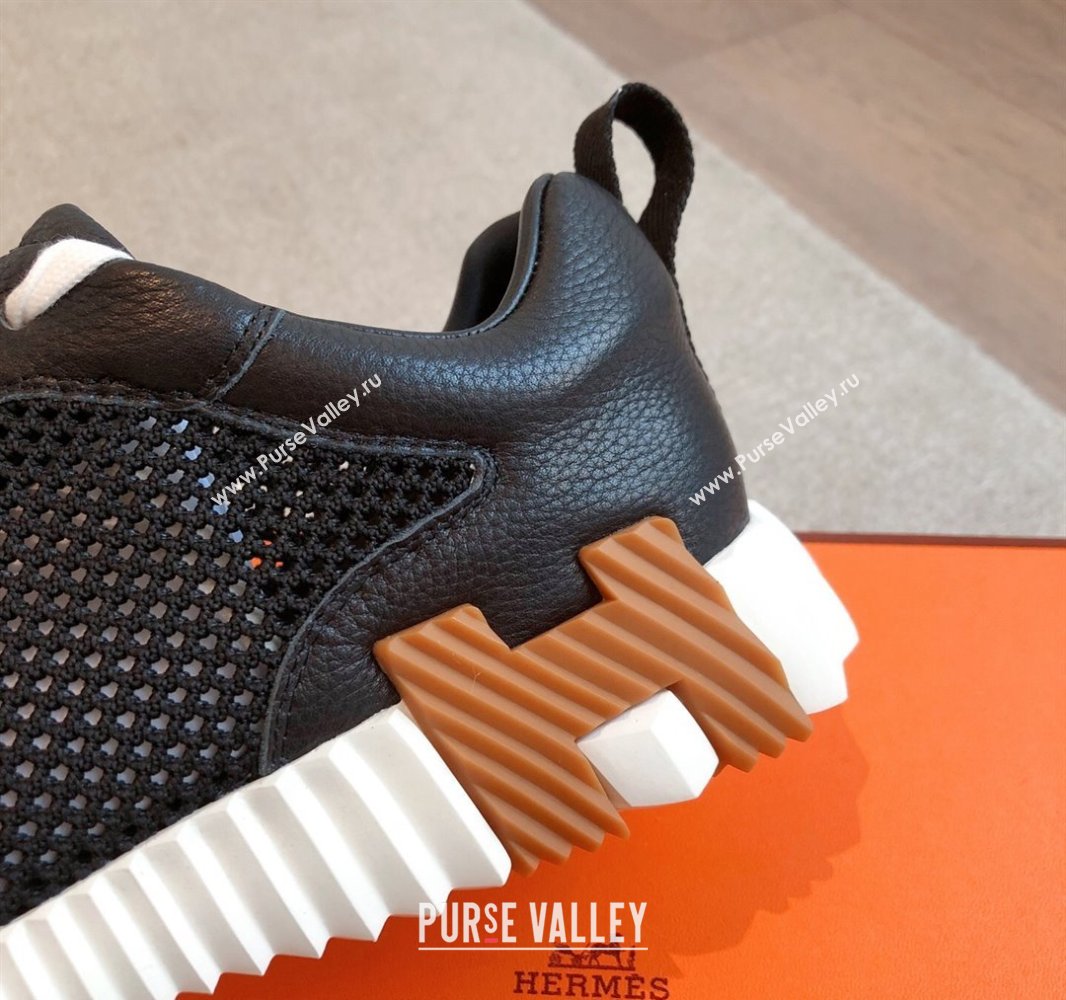 Hermes Bouncing Sneakers in Graphic Mesh and Calfskin Black 2025 0417 (XC-250418015)