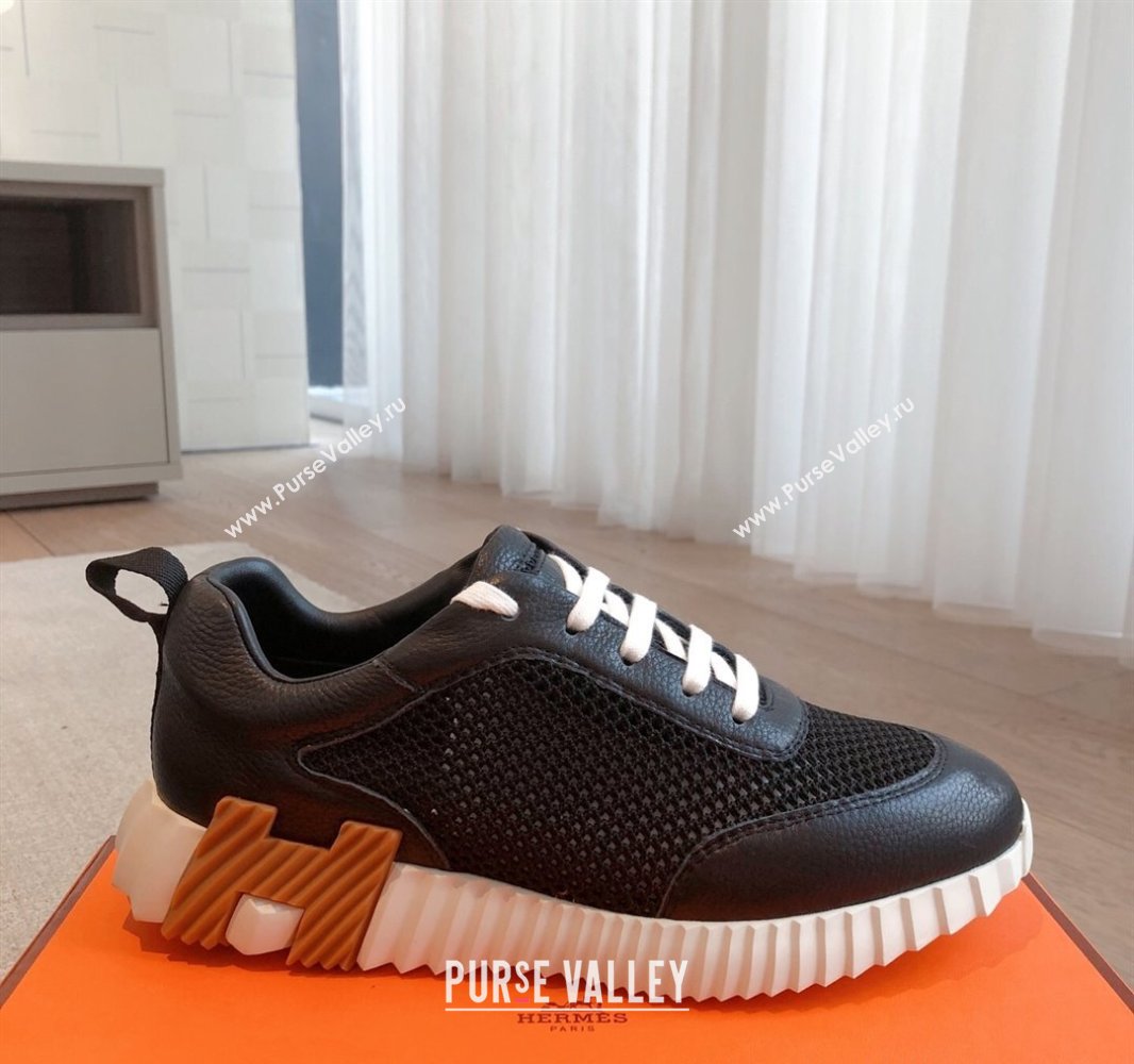 Hermes Bouncing Sneakers in Graphic Mesh and Calfskin Black 2025 0417 (XC-250418015)