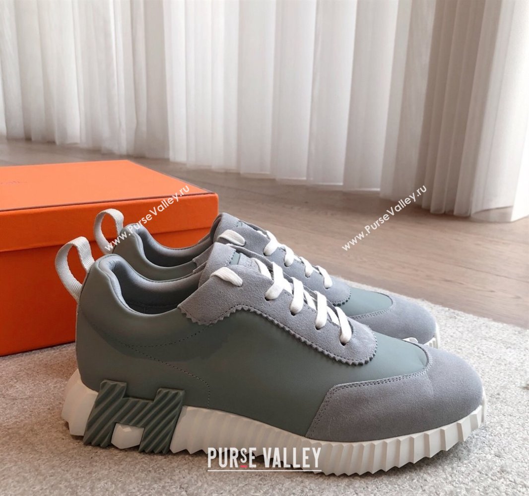 Hermes Bouncing Sneakers in Calfskin Leather and Suede Dark Grey 2025 0417 (XC-250418019)