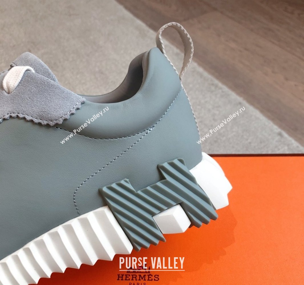 Hermes Bouncing Sneakers in Calfskin Leather and Suede Dark Grey 2025 0417 (XC-250418019)