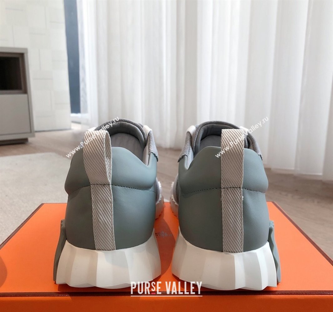 Hermes Bouncing Sneakers in Calfskin Leather and Suede Dark Grey 2025 0417 (XC-250418019)