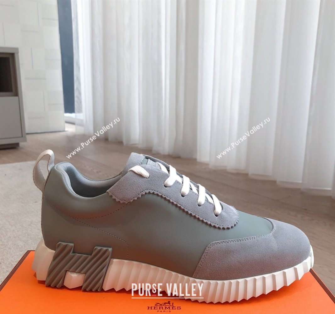 Hermes Bouncing Sneakers in Calfskin Leather and Suede Dark Grey 2025 0417 (XC-250418019)