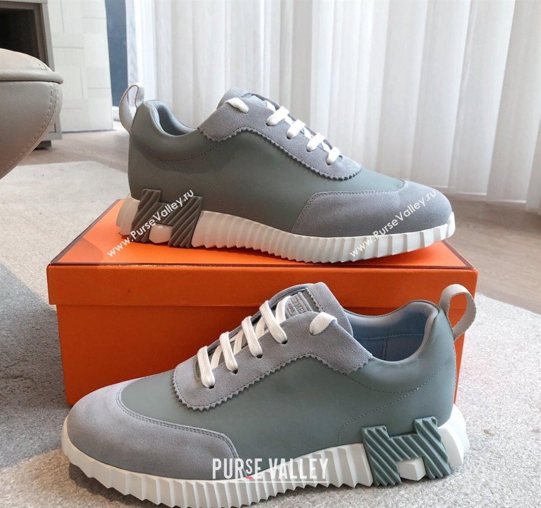Hermes Bouncing Sneakers in Calfskin Leather and Suede Dark Grey 2025 0417 (XC-250418019)