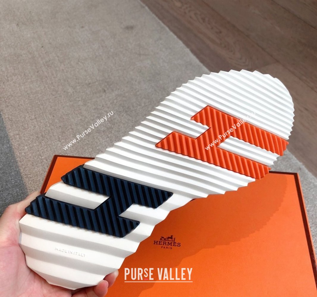Hermes Bouncing Sneakers in Calfskin Leather and Suede Dark Blue 2025 0417 (XC-250418021)