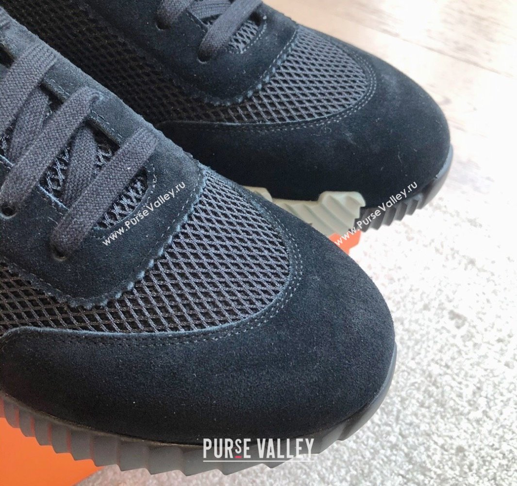 Hermes Bouncing Sneakers in Graphic Mesh and Suede Black 2025 0418 (XC-250418034)