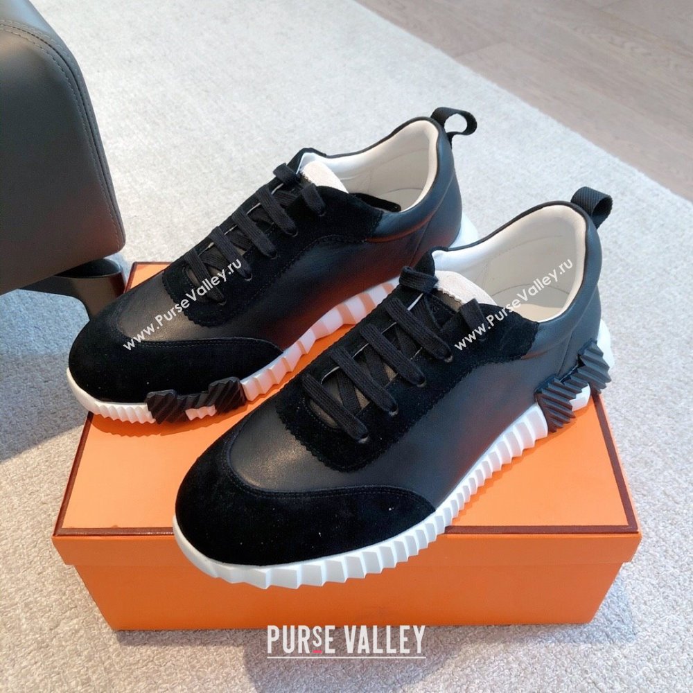 Hermes Bouncing Sneakers in Calfskin Leather and Suede Black3 2023Spring (XC-250418093)
