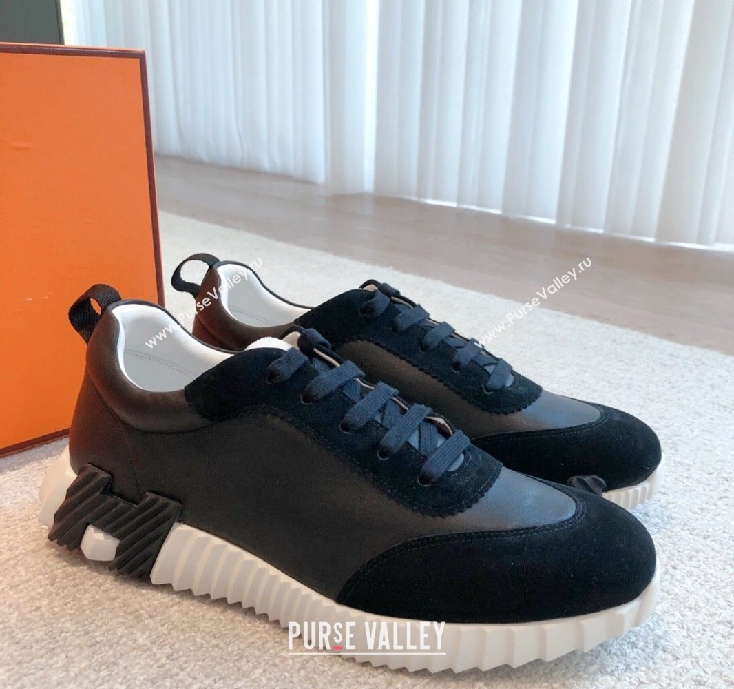 Hermes Bouncing Sneakers in Calfskin Leather and Suede Black3 2023Spring (XC-250418093)