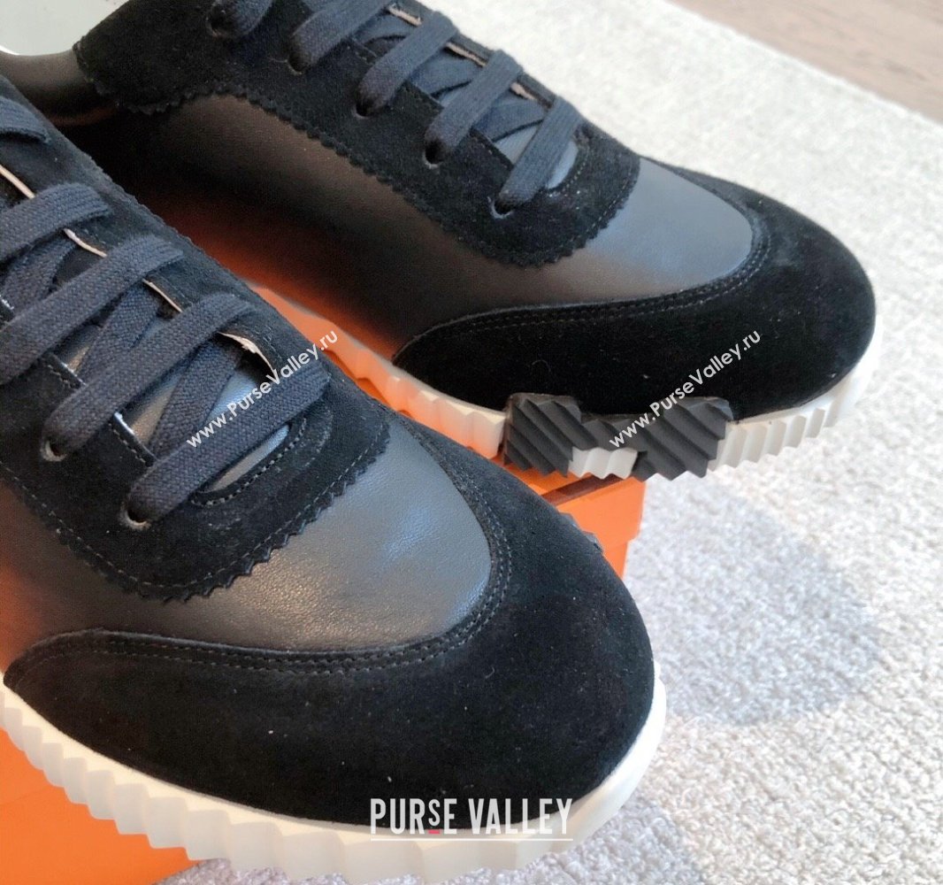 Hermes Bouncing Sneakers in Calfskin Leather and Suede Black3 2023Spring (XC-250418093)