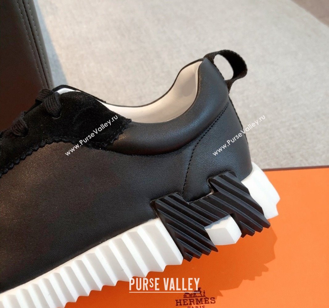 Hermes Bouncing Sneakers in Calfskin Leather and Suede Black3 2023Spring (XC-250418093)
