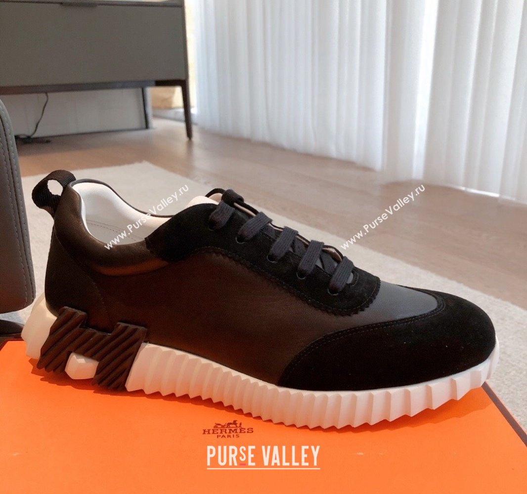 Hermes Bouncing Sneakers in Calfskin Leather and Suede Black3 2023Spring (XC-250418093)