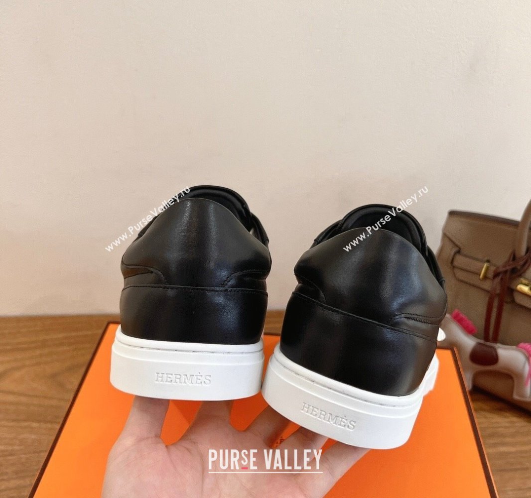 Hermes Day Sneakers with Studs Kelly Buckle in Calfskin Leather Black 2025 0419 (XC-250419002)