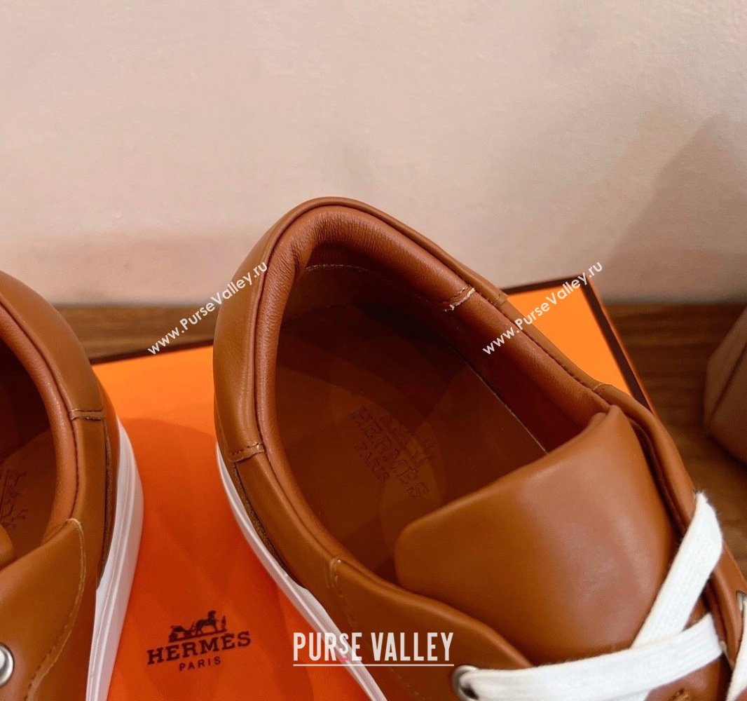 Hermes Day Sneakers with Studs Kelly Buckle in Calfskin Leather Brown 2025 0419 (XC-250419004)