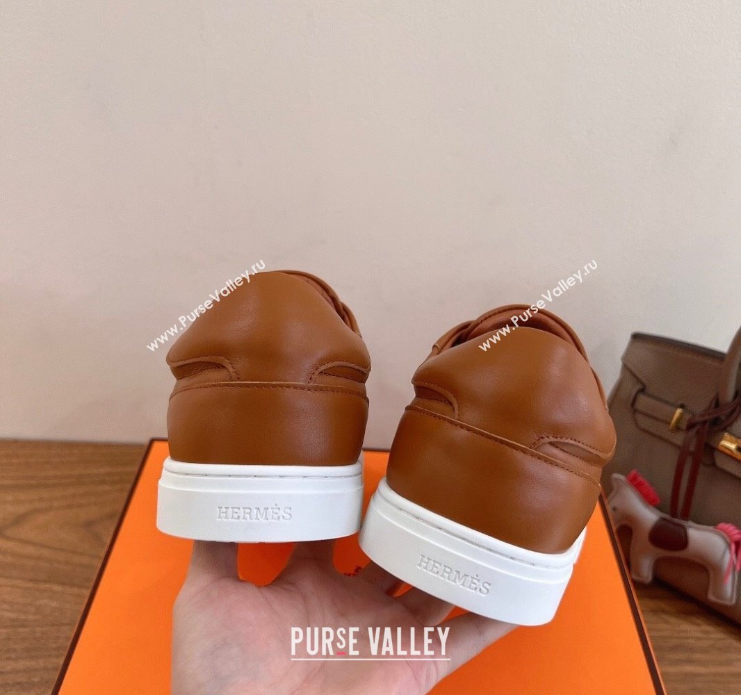 Hermes Day Sneakers with Studs Kelly Buckle in Calfskin Leather Brown 2025 0419 (XC-250419004)