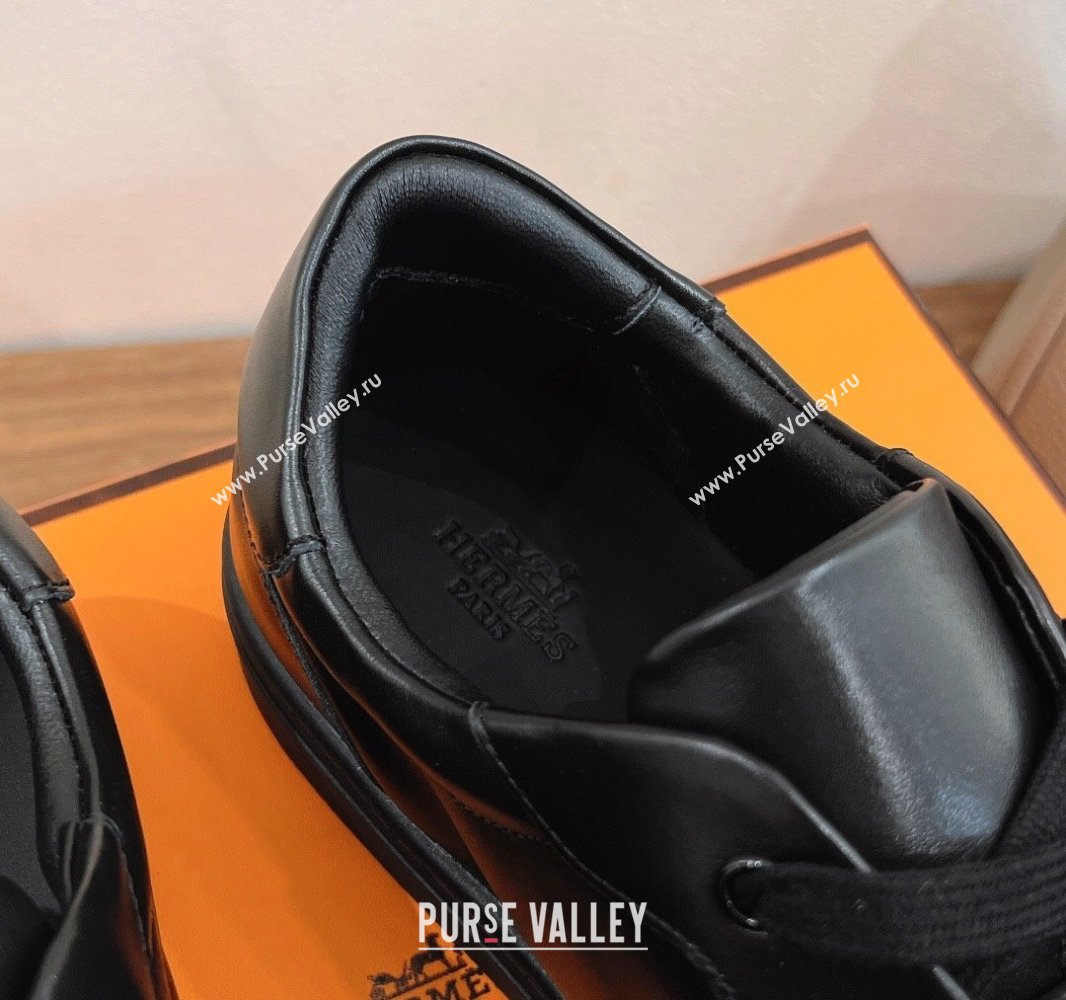 Hermes Day Sneakers with Kelly Buckle Strap in Calfskin Leather All Black 2025 0419 (XC-250419012)