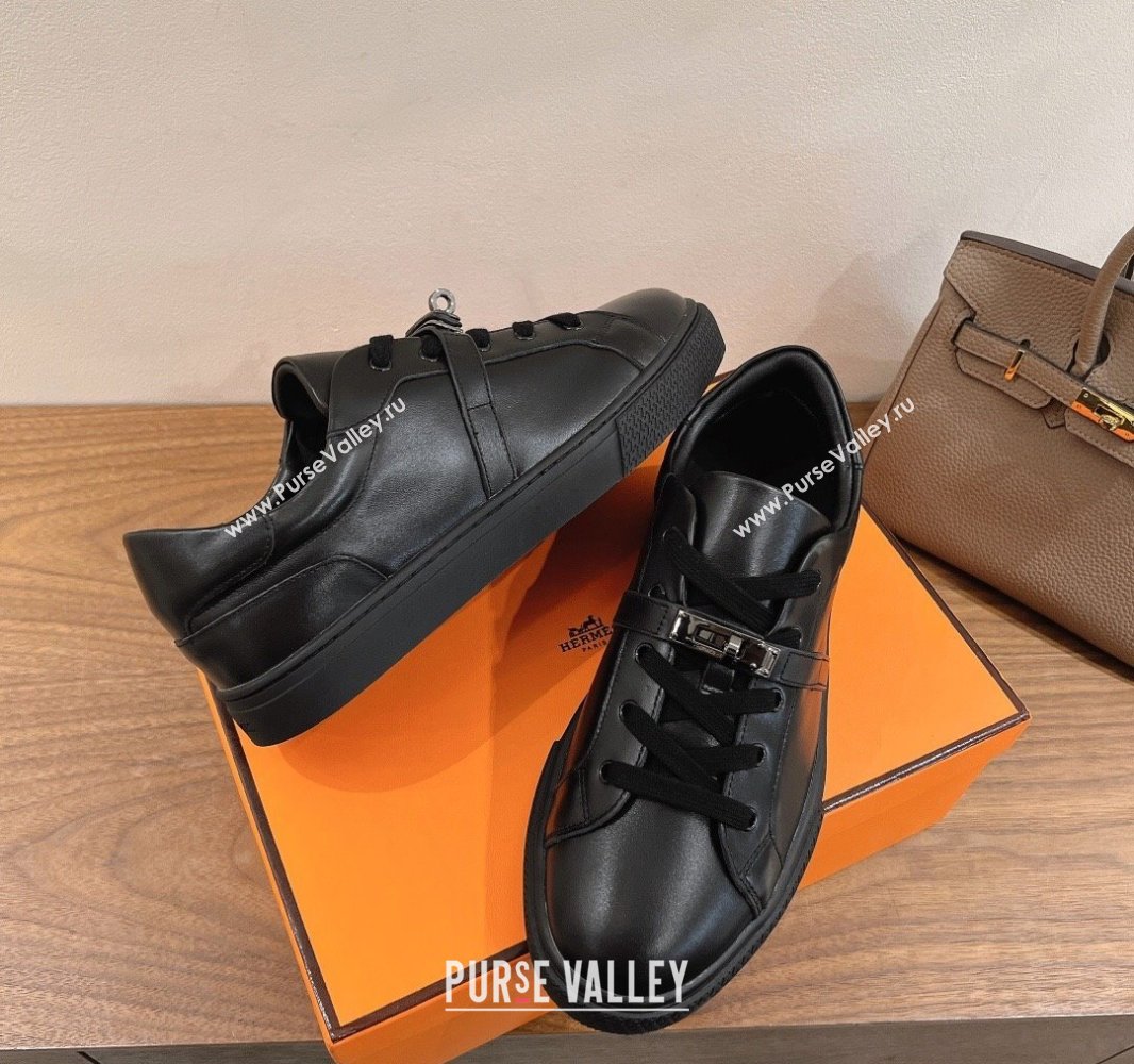 Hermes Day Sneakers with Kelly Buckle Strap in Calfskin Leather All Black 2025 0419 (XC-250419012)