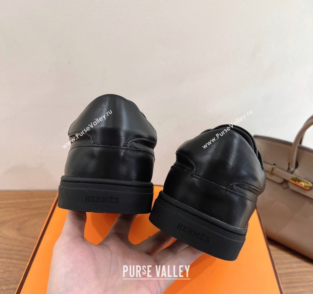 Hermes Day Sneakers with Kelly Buckle Strap in Calfskin Leather All Black 2025 0419 (XC-250419012)