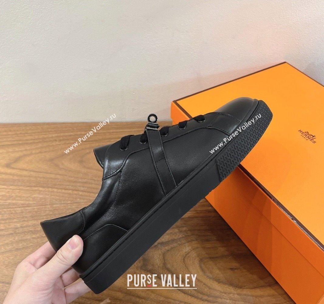 Hermes Day Sneakers with Kelly Buckle Strap in Calfskin Leather All Black 2025 0419 (XC-250419012)