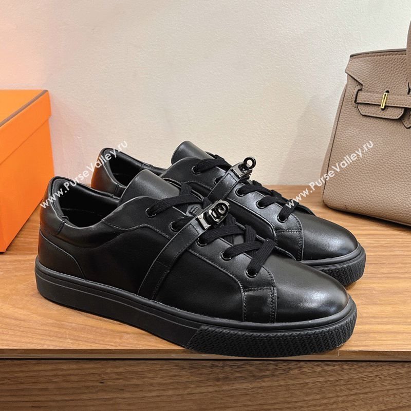 Hermes Day Sneakers with Kelly Buckle Strap in Calfskin Leather All Black 2025 0419 (XC-250419012)