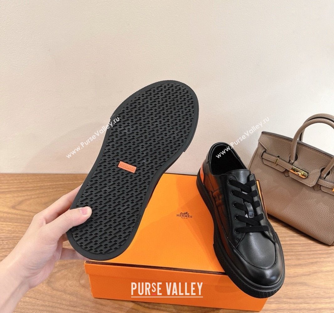 Hermes Deep Sneakers in Calfskin Leather Black2/Orange 2025 0419 (XC-250419022)