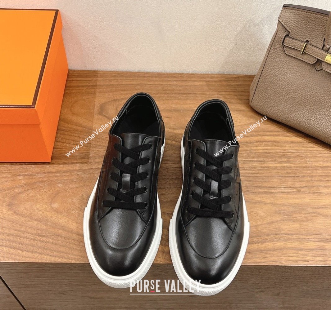 Hermes Deep Sneakers in Calfskin Leather Black Upper 2025 0419 (XC-250419024)
